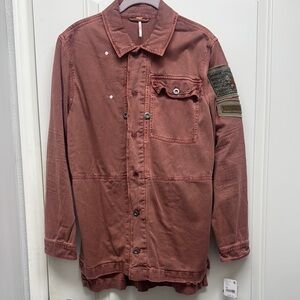 Free People Rust Jacket with Patch Detail